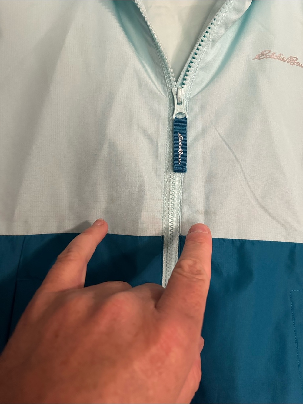 Eddie Bauer Kids Two-Tone Light Blue & Teal Rain Jacket - Picture 7 of 7